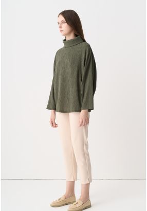 Long Solid Trouser With Faux Pocket