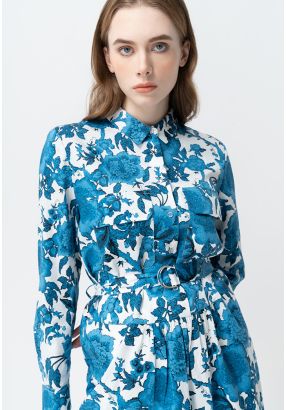 Printed Floral Belted Dress