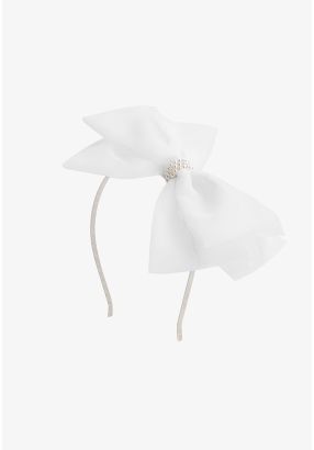 Crystal Ribbon Mesh Bow Headband