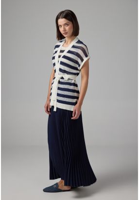 Solid Pleated Maxi Skirt