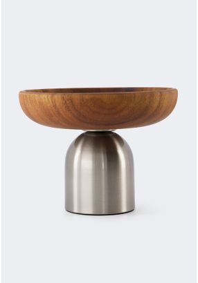 Wooden Bowl With Steel Stand 