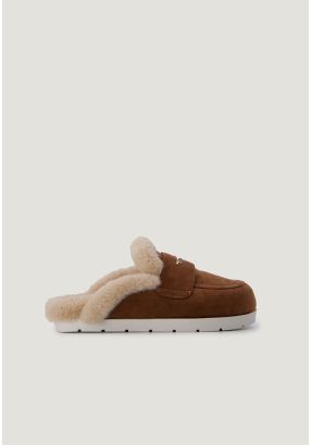  Fur-Lined Suede Mules