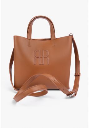 Textured Emblem Handbag