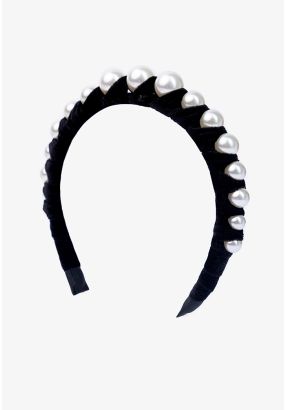 Chunky Velvet Faux Pearl Headband
