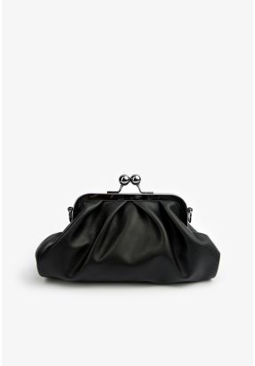 Solid PU Leather Crossbody Clutch