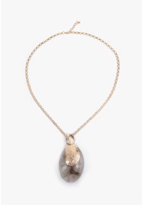 Ethnic Hammered Stone Necklace