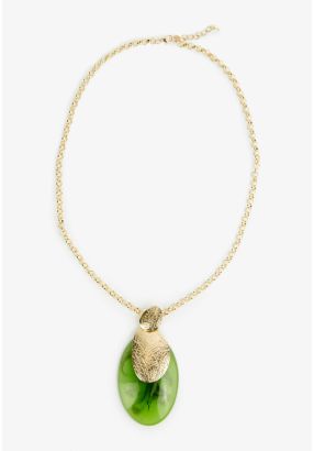 Ethnic Hammered Stone Necklace