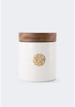 Ceramic Canister With Wooden Lid 
