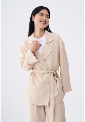 Crinkled Solid Belted Kimono