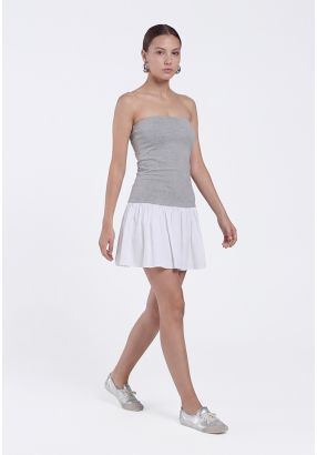 Ruffled-Hem Strapless Dress