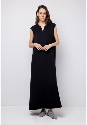 Sleeveless Embroidered Solid Dress