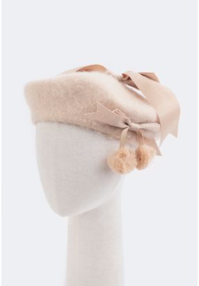 Faux Fur Embellished Beret