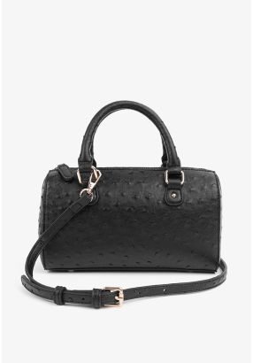 Solid Textured Ostrich Handbag