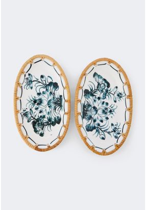 Round Rattan Tray 2 Pcs