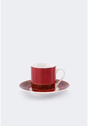 Bone China Turkish Coffee Cup & Saucer Set Of 6 Pcs