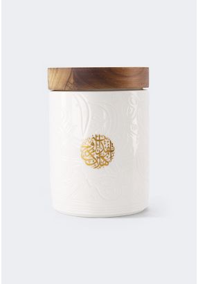 Ceramic Canister With Wooden Lid 