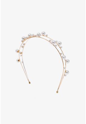 Chic Double Strand Faux Pearls Headband