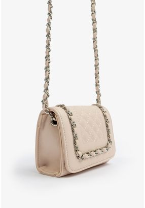 Quilted Silver Chain Mini Crossbody Bag