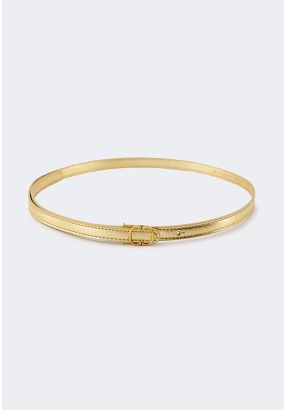 Monogram Buckle Metallic Belt