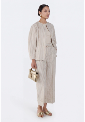 Striped Textured Trousers