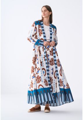 Crinkled Printed Open Abaya