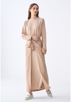 Tie-Waist Crinkled Wrap Skirt