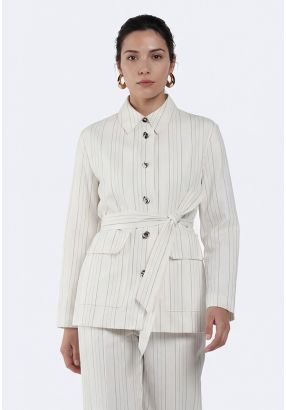 Striped Belted Jacket