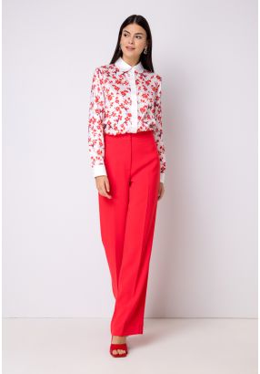 Straight Leg High Waist Solid Trouser