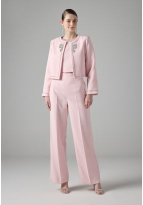 High-Waist Solid Wide Legs Trousers
