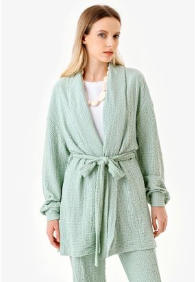 Knitted Textured Solid Cardigan