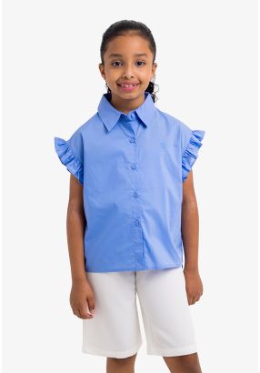 Solid High-Low Ruffled Shirt