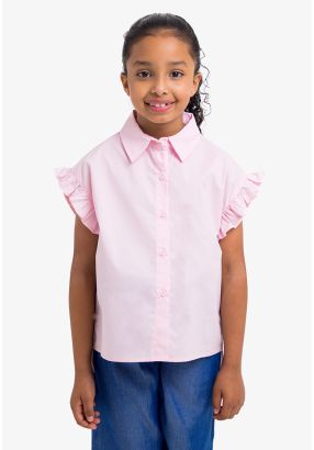 Solid High-Low Ruffled Shirt