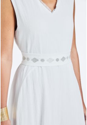 Embroidered Solid Tie Belt