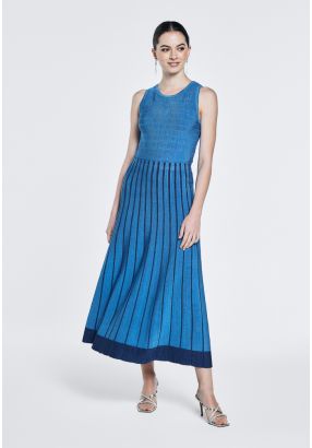 Knitted Striped Midi Skirt