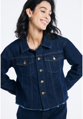 Fringed Hem Denim Jacket