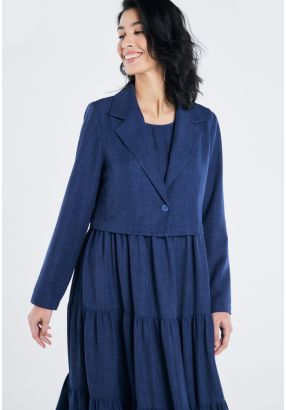 Notched Collar Cropped Jacket