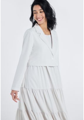 Notched Collar Cropped Jacket