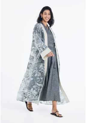 Floral Printed Organza Abaya