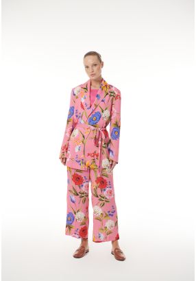 Realistic Floral Printed Hi-Rise Trouser