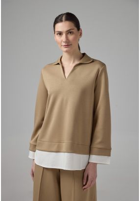 Long Sleeve Contrast Blouse