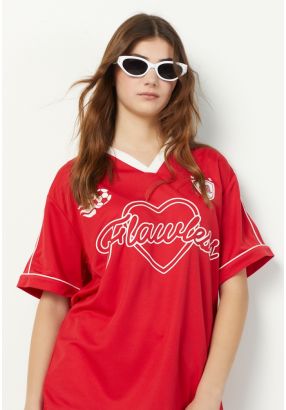 Printed V Neck T Shirt