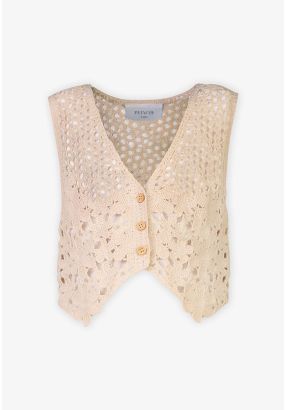 Lace Sleeveless Solid Gilet