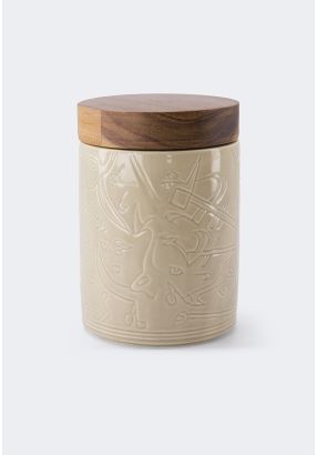 Ceramic Canister With Wooden Lid 