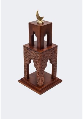 Brass Moon Stick Wooden Minaret Ramadan Decoration - Large Size