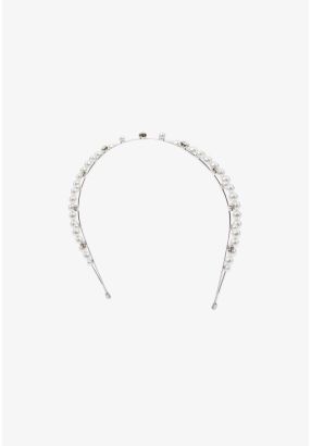 Embellished Crystal & Faux Pearls Double Strand Headband