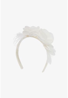 Embellished Floral Mesh Faux Feather Headband