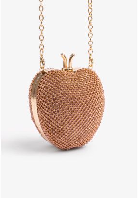 Rhinestones Embellished Heart Crossbody Clutch