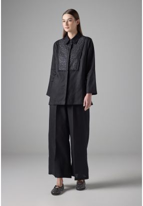 Solid Wide Leg Linen Trousers