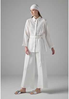 Solid Wide Leg Linen Trousers