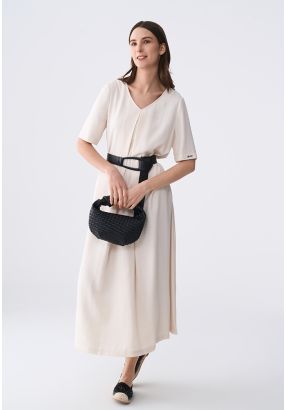 Crinkled Short Sleeves Dress